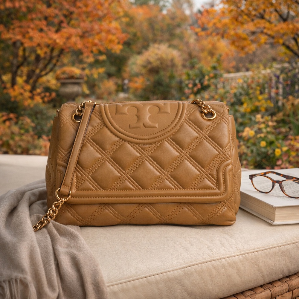NEW Tory Burch Soft Fleming Convertible Shoulder/Crossbody Bag Tiramisu Leather
